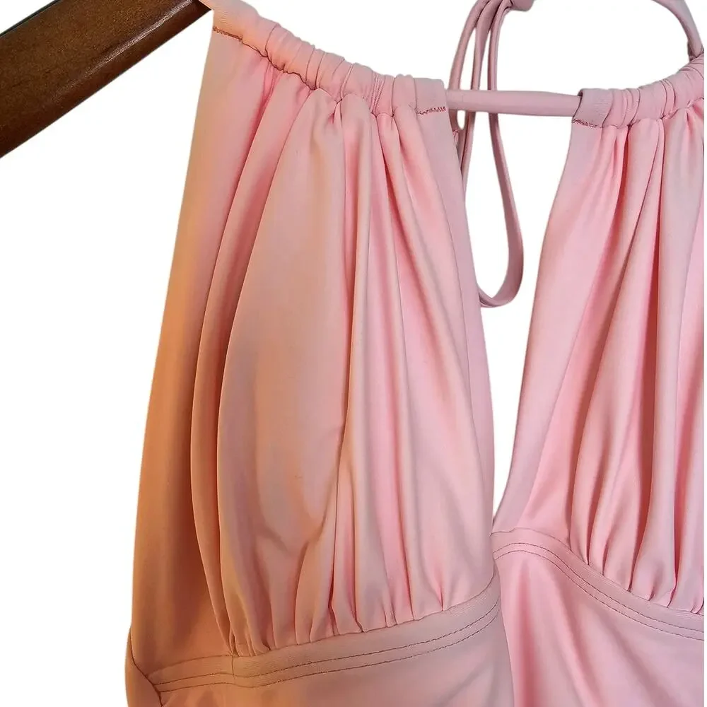 La Blanca Island Goddess High Neck Keyhole One-Piece Pink Swimsuit